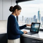 인공지능과 윤리  현황과 전망 - **Prompt 1: AI Seamlessly Integrated into Daily Life**
    "A cozy, modern living room bathed in sof...