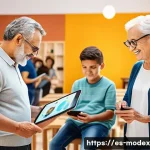 Home 21 인간 기술 공존을 위한 포괄적 접근 - A diverse group of people of various ages and abilities using inclusive technology devices in a brig...