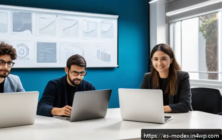 윤리적 기술의 필요성 기업 사례 분석 - A modern technology company office in Barcelona, Spain, showcasing a diverse team of software develo...